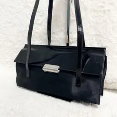 ミッシェルクラン エナメル ロゴ 金具 トートバッグ 大容量 多機能 肩掛け 黒