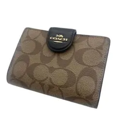 【美品】 コーチ COACH 二つ折り財布 シグネチャー ベージュ C0082
