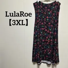 LulaRoe フレアスカート 【3XL】花柄　ブラック