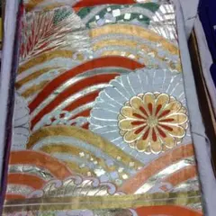 値下げしました！昭和レトロ　丸帯 波模様 花模様