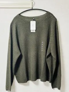 3Dメッシュクルーネックセーター　DARK GREEN