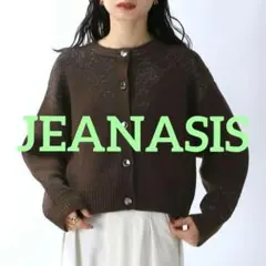 JEANASIS ラメジャガードショートクルーカーディガン