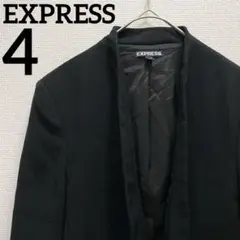 エクスプレス【4】ノーカラー ジャケット 無地 ブラック 100ポリエステル