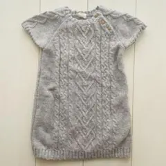 グレー ケーブル編み ニットセーター 半袖