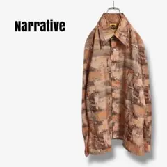 mt21626 90s Narrative 総柄ポリエステルシャツ　レトロ