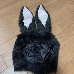 黒うさぎ 帽子 被り物 耳ワイヤー入り 自由自在 コスプレ ハロウィン なりきり
