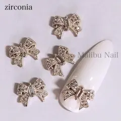 ネイルパーツ リボン ジルコニア ゴールド ④