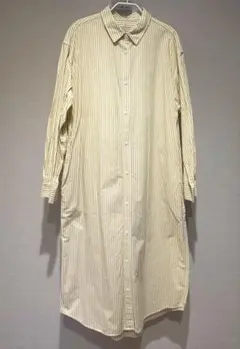 【美品】無印良品 MUJI＊ブロードレギュラーカラー 長袖シャツワンピース X