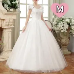 ウェディングドレス Aライン ホワイト　Mサイズ　結婚式　プリンセスドレス