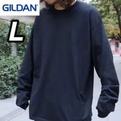新品 ギルダン 6oz ウルトラコットン 無地長袖Tシャツ ロンT 黒 L