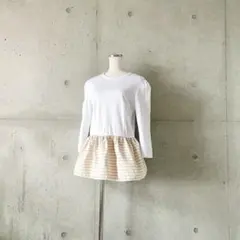 美品 ボーダーズアットバルコニー ペプラムトップス Tシャツ ホワイト