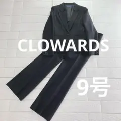 ビジネス　パンツスーツ　9号　M グレー　ストライプ