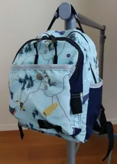 BREEZE キッズ リュック キャンプ柄 Sサイズ ライトブルー
