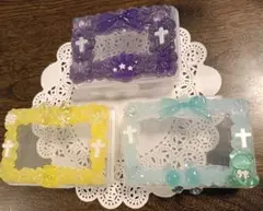 3個　リボンとくまちゃんのホイップ小物入れ　デコレーションケース　マルチケース