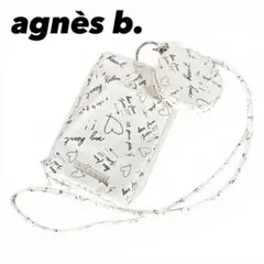 agnes b. ショルダーバッグ ミニポーチ付き ロゴ総柄 ホワイト