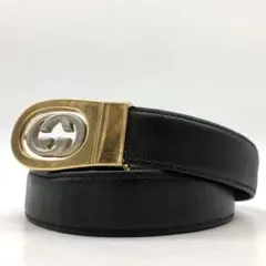 【美品】 GUCCI ベルト インターロッキング バイカラー レザー