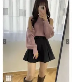 GRL インパンベルト付きツイードプリーツミニスカート[kz274] M