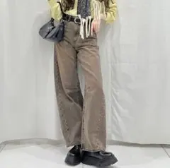 バレルレッグジーンズ (丈標準) ブラウン M GU
