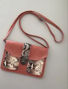 ピンク ヘビ柄 ミニショルダーバッグ