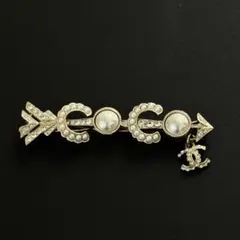 【美品】CHANEL シャネル ヘアクリップ ココ アロー パール A20Sのサムネイル