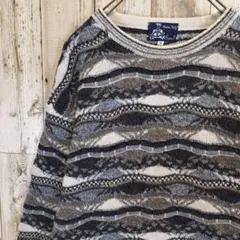 [USA古着] 3D ニット トレーナー ベージュ 90s アルパカ混 イタリア