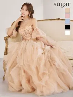 sugar オフショルダーベージュドレス