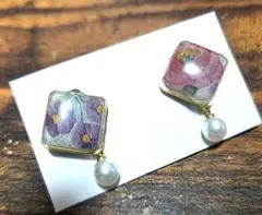 【No.6】ハンドメイドピアス　レジンピアス　アンティーク調