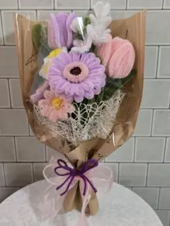 モールフラワー花束　ピンク系　プレゼント用　枯れない花