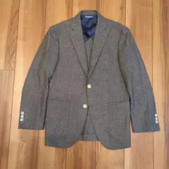 グレー ウール100% シングルボタンジャケット