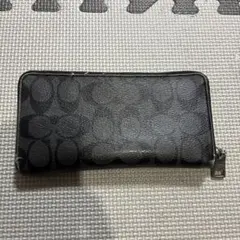 ジャンク　coach コーチ　長財布　ブラック　レザー　シグネチャー　ロゴ