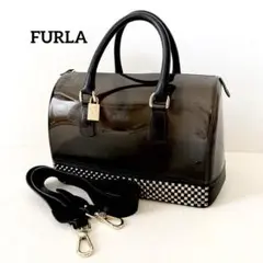 FURLA フルラ　スタッズキャンディバッグ　黒PVCクリア　カデナ付きのサムネイル