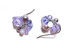 バイオレット スワロフスキー ハンドメイドピアス
