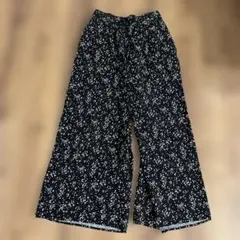 GLOBAL WORK ワイドパンツ M ブラック・ホワイト　ドッド柄様