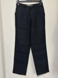 MademoiselleNONNONサイズ36リネン黒ストレートパンツ♭7349のサムネイル