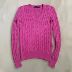 RALPH LAUREN ラルフローレン ケーブルニット XS ピンク
