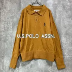 52【USPOLOASSN】別注 ワンポイント刺繍 ボリュームスリーブポロニット