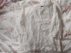 Wcloset　半袖　レースブラウス　白