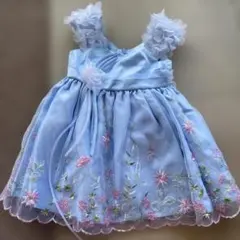 水色 花柄刺繍 フォーマルドレス 100CM