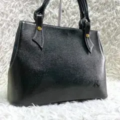 Kitamura サフィアーノレザー トートバッグ Kロゴ型押し 自立型 紺