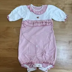 ファミリア ロンパース フリル ピンク ホワイト 2wayオール 50 60