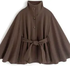 GRL リボンベルト付きスタンドカラーケープコート