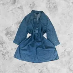 00s Vintage デニム シャツワンピース 七分袖 レディース カジュアル