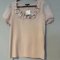 新品　【TO BE CHIC】ピンク フリル装飾 シフォン　ビーズ　半袖のサムネイル