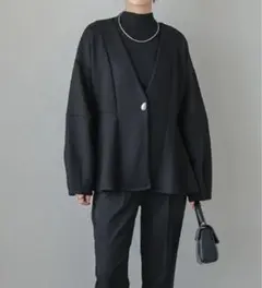 レディース春秋ノーカラージャケット 柔らか 上品な印象ジャケット ゆったりコート