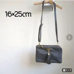 フリンジ付き 多収納 ショルダーバッグ シック モノトーン おしゃれ