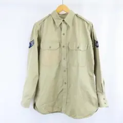 VINTAGE US ARMY ミリタリー ワーク チノ シャツ 古着
