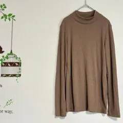 ユニクロ /リブハイネックニット セーター 長袖 レーヨン入り L