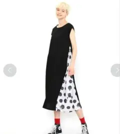 graniph 人気完売 猫 スリーピングキャットドット ギャザーワンピース