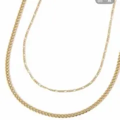 ステンレスロング二連ネックレス ゴールド喜平60 ONE SIZE