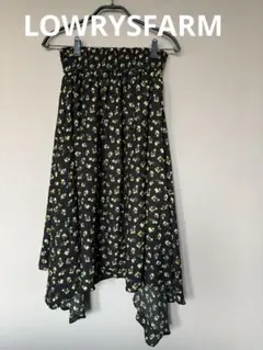 LOWRYSFARMフレアスカート 黒地 花柄 F